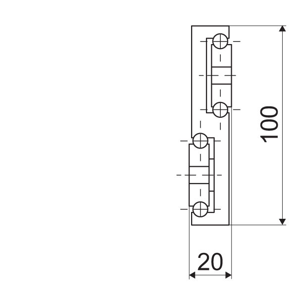Telescopic slide - Cross section - TR - 10020 SUPREME S-DESIGN IN STEEL (C45C+E)