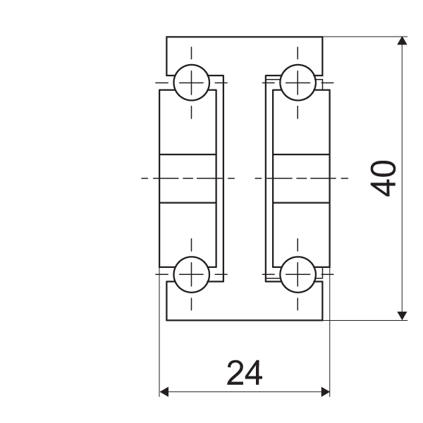 Telescopic slide - Cross section - TR - 4024 SUPREME BILEX DOUBLE T-DESIGN TWO-WAY EXTENSION IN ALUMINUM (6082-T6)