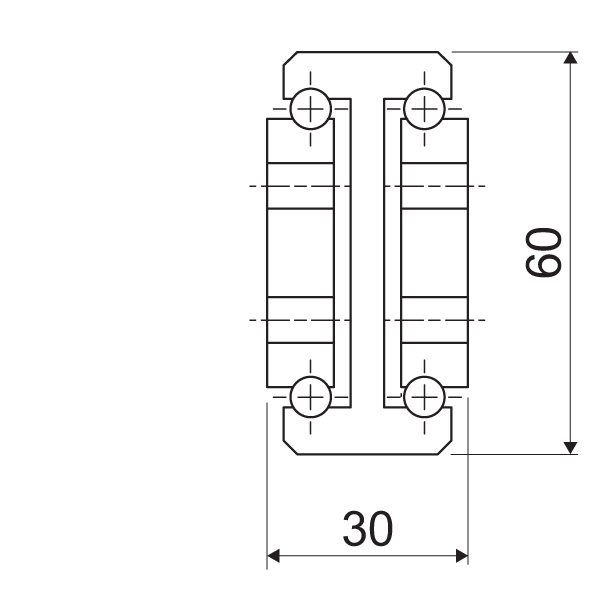Telescopic slide - Cross section - TR - 6030 SUPREME DOUBLE T-DESIGN IN STEEL (C45C+E)