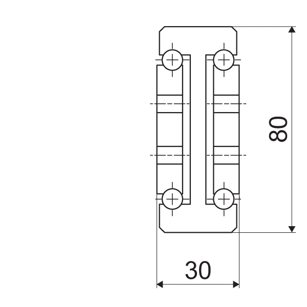 Telescopic slide - Cross section - TR - 8032 SUPREME DOUBLE T-DESIGN IN STEEL (C45C+E)