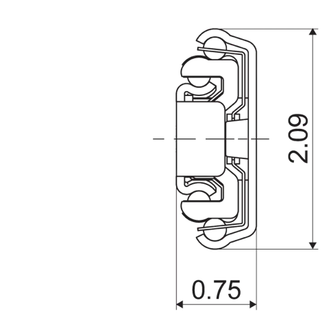 Telescopic slide - Cross section - TRA-5319DC STAINLESS
