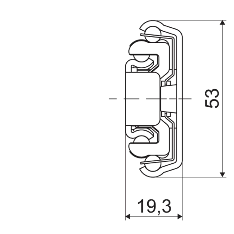 Telescopic slide - Cross section - TRA-5319DC STAINLESS