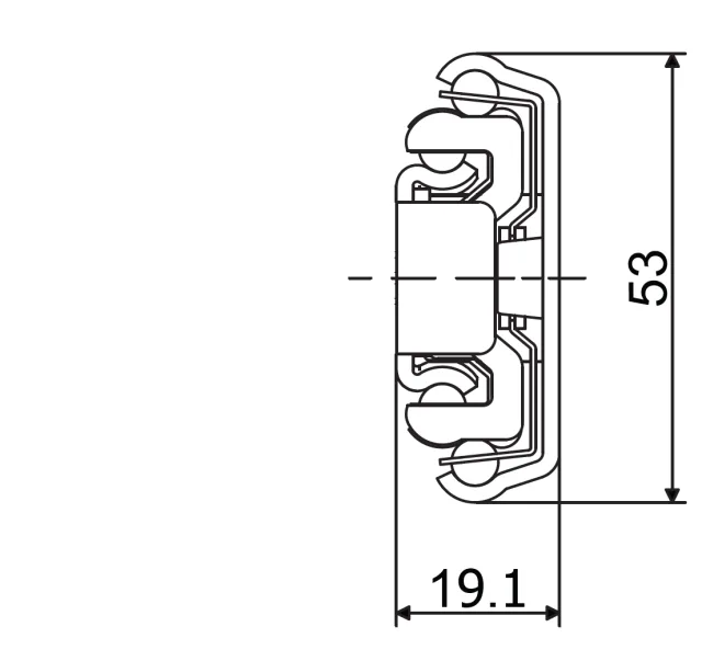 Telescopic slide - Cross section - TRA-5319DC STAINLESS