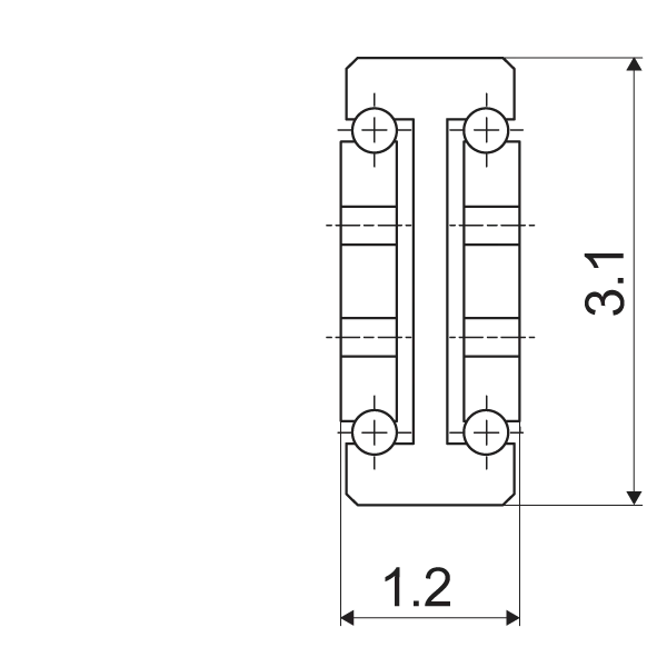 Telescopic slide - Cross section - TR - 8032 SUPREME DOUBLE T-DESIGN IN STEEL (C45C+E)