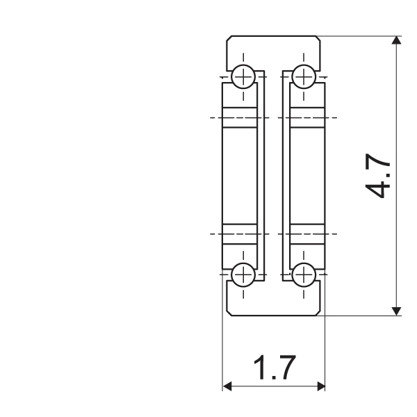 Telescopic slide - Cross section - TR - 12044 SUPREME DOUBLE T-DESIGN IN STEEL (C45C+E)