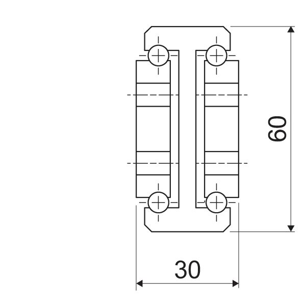 Telescopic slide - Cross section - TR - 6030 SUPREME DOUBLE T-DESIGN IN STEEL (C45C+E)