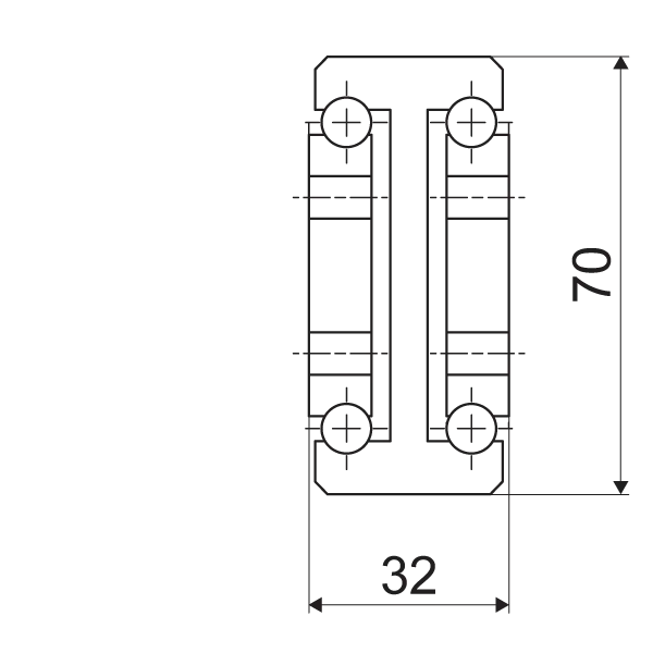 Telescopic slide - Cross section - TR - 7032 SUPREME DOUBLE T-DESIGN IN STEEL (C45C+E)