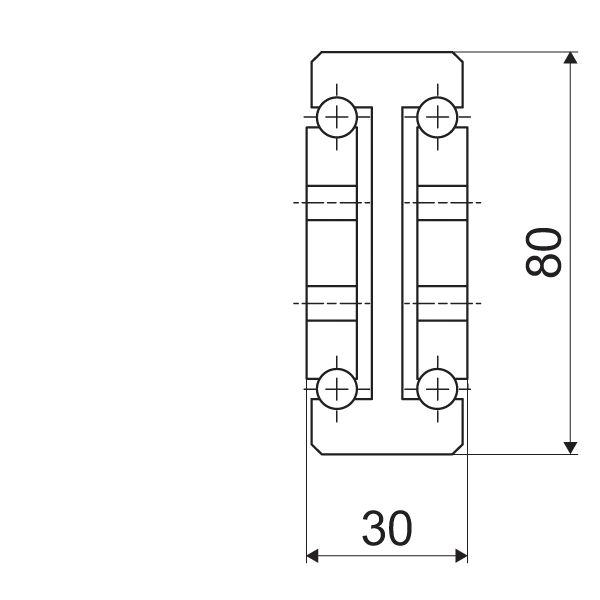 Telescopic slide - Cross section - TR - 8032 SUPREME DOUBLE T-DESIGN IN STEEL (C45C+E)