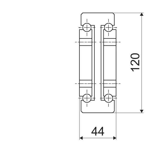 Telescopic slide - Cross section - TR - 12044 SUPREME DOUBLE T-DESIGN IN STEEL (C45C+E)