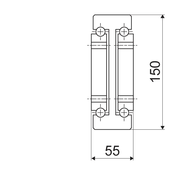 Telescopic slide - Cross section - TR - 15055 SUPREME DOUBLE T-DESIGN IN STEEL (C45C+E)
