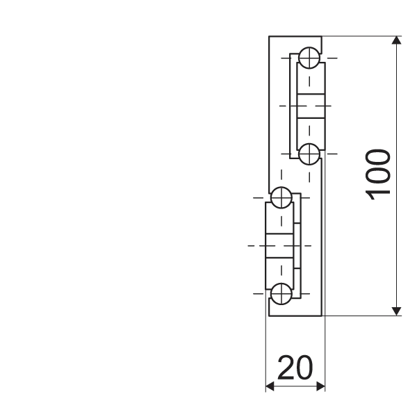 Telescopic slide - Cross section - TR - 10020 SUPREME S-DESIGN IN STEEL (C45C+E)